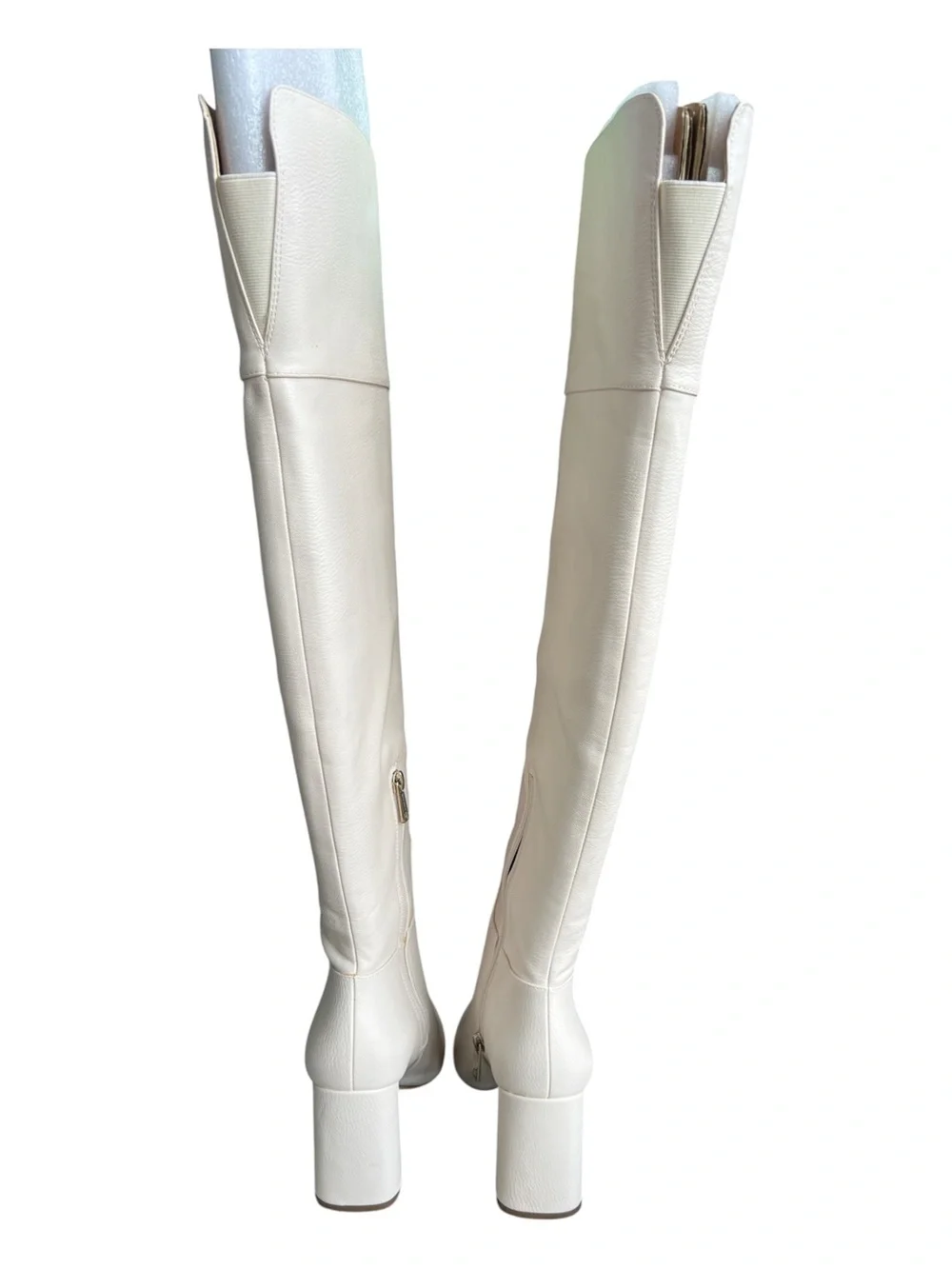 Jessica Simpson Akemi White Over The Knee Pointed Toe Boots Size 7 Block Heel